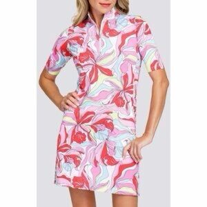 NWT UPF 50+ TAIL Sz M Zaya Painted Petals Printed Half Sleeve Dress
